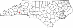 Location of Rutherfordton, North Carolina
