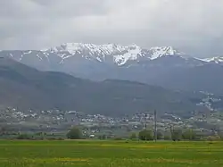 A mountain in the distance.