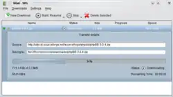 Screenshot of KGet on KDE 4.2.2